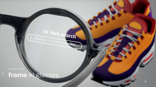 Ein Anwendungsfall der KI-Brille Frame: KI-gestützte Bildsuche, beispielsweise um ein paar gerade gesichteter Sneakers direkt in Onlineshops zu suchen.