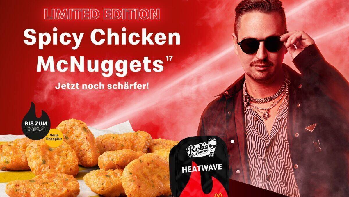 Zu den Spicy Chicken McNuggets gibt es scharfe Sauce von DJ Robin Schulz. 