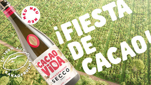 Der Secco ist nach dem Kakaosaft-Erfrischungsgetränk das zweite Produkt aus dem internen Start-Up CacaoVida.