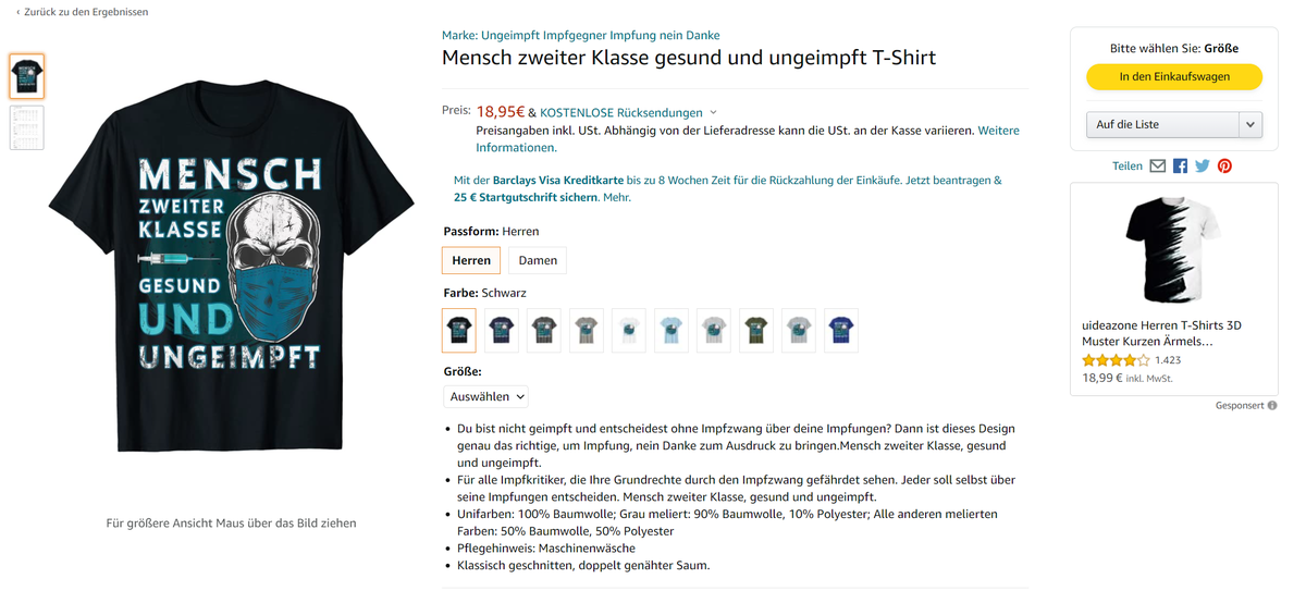 T-Shirts wie diese verkauft Amazon auf seiner Website 