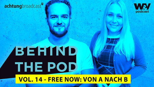 Anna Diemer, Head of Marketing DACH bei Free Now und Constantin Buer, Geschäftsführer bei Podstars, sprechen über den Branded Podcast "Von A nach B".