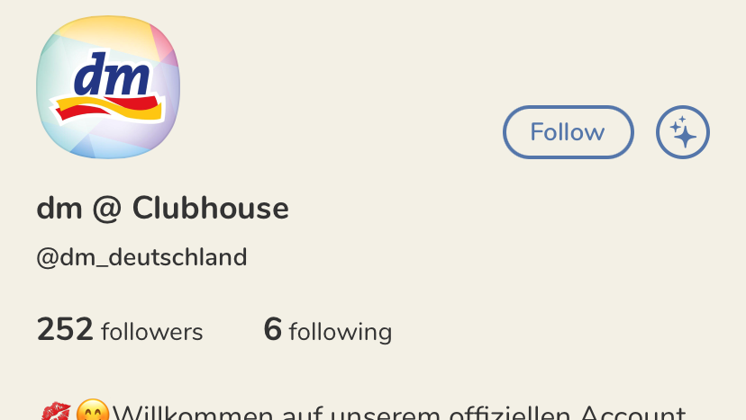 dm hat jetzt einen eigenen Clubhouse-Account.
