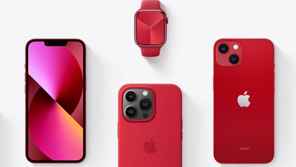 Die rote Produktpalette reicht vom iPhone über die Watch bis hin zu Armbändern.