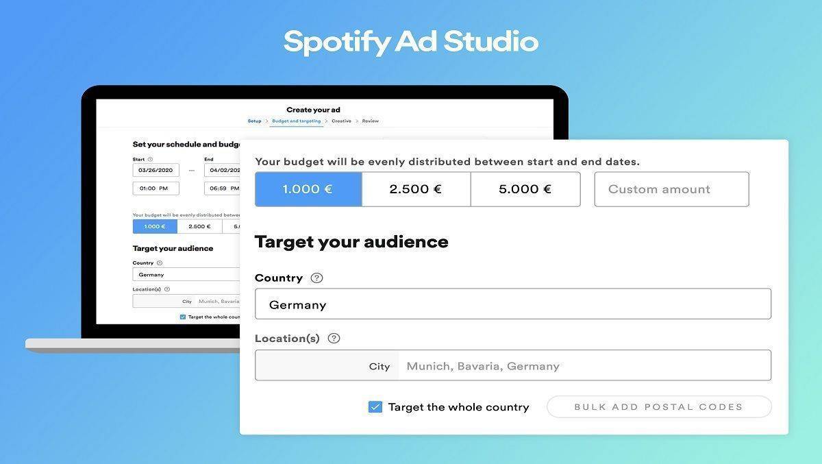 Mit dem Spotify Ad Studio können auch kleine und mittelständischen Unternehmen hochwertige Audio-Spots entwickeln.