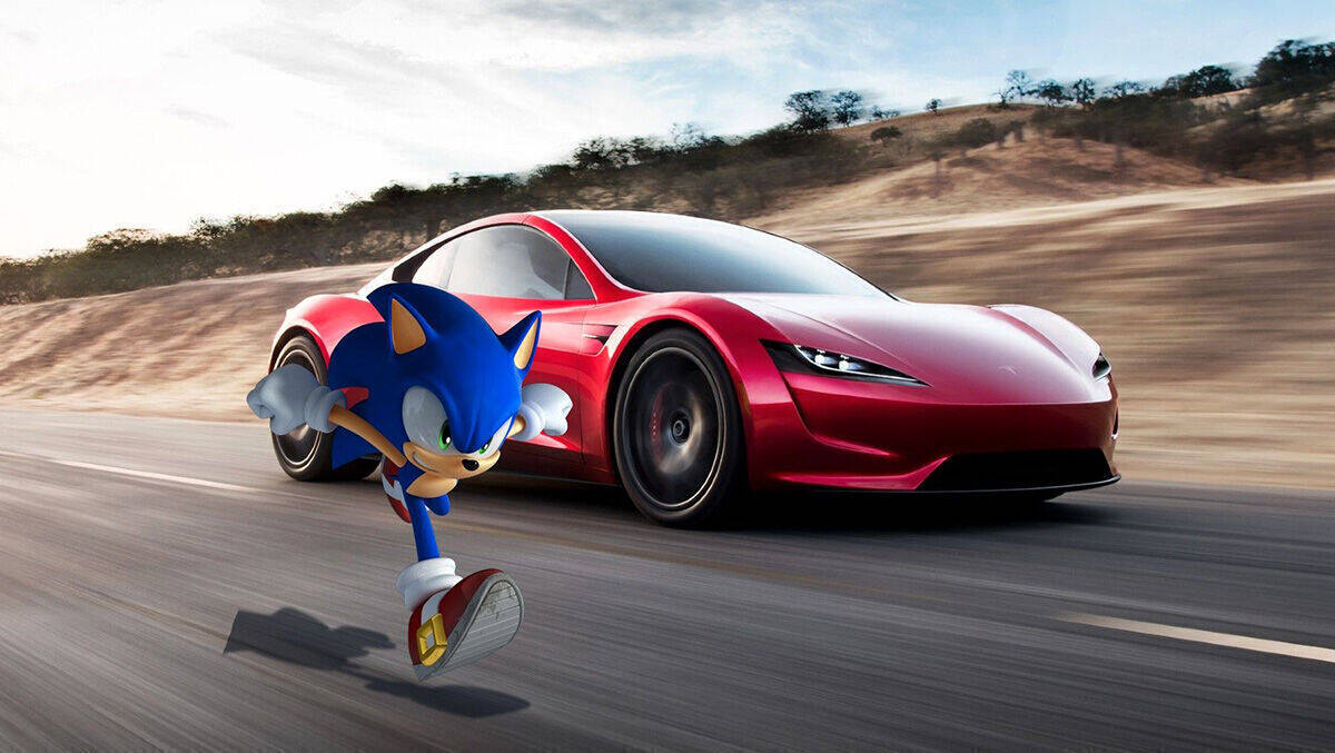 Schneller als Sega-Igel Sonic? Ein Tesla als rollende PlayStation.